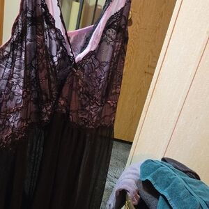 Torrid Black and Pink Lace Chemise